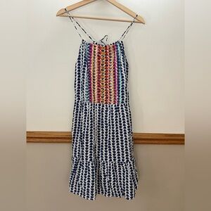 EUC Anthropologie THML Rainbow Embroidered Dot Midi Dress size small